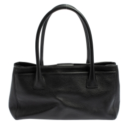 Pre Owned Chanel Black Leather Small Cerf Executive Tote
