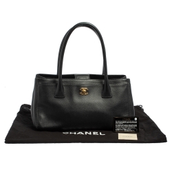 Pre Owned Chanel Black Leather Small Cerf Executive Tote