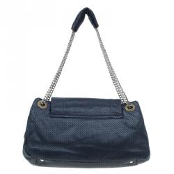 Pre Owned Chanel Black Drill Perforated Leather Large Classic Flap Accordion Bag