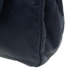 Pre Owned Chanel Black Drill Perforated Leather Large Classic Flap Accordion Bag