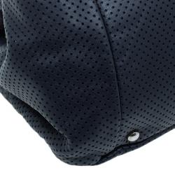 Pre Owned Chanel Black Drill Perforated Leather Large Classic Flap Accordion Bag