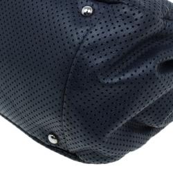 Pre Owned Chanel Black Drill Perforated Leather Large Classic Flap Accordion Bag