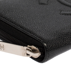 Pre Owned محفظة شانيل تايمليس جلد كافيار أسود بسحاب محيط