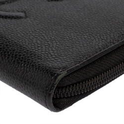 Pre Owned محفظة شانيل تايمليس جلد كافيار أسود بسحاب محيط