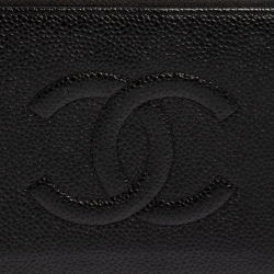 Pre Owned محفظة شانيل تايمليس جلد كافيار أسود بسحاب محيط