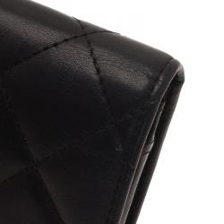 Pre Owned محفظة شانيل كامبون جلد أسود مبطن مضغوطة