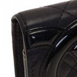 Pre Owned محفظة شانيل كامبون جلد أسود مبطن مضغوطة