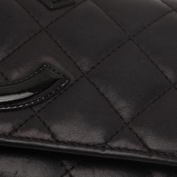 Pre Owned محفظة شانيل كامبون جلد أسود مبطن مضغوطة