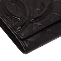 Pre Owned محفظة شانيل كامبون جلد أسود مبطن مضغوطة