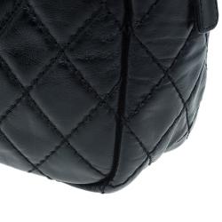Pre Owned Chanel Black Quilted Crackled Leather Medium Reissue Camera Bag