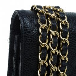 Pre Owned Chanel Black Quilted Caviar Leather WOC Clutch Bag