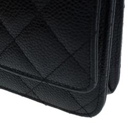 Pre Owned Chanel Black Quilted Caviar Leather WOC Clutch Bag