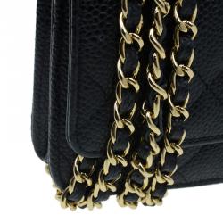 Pre Owned Chanel Black Quilted Caviar Leather WOC Clutch Bag