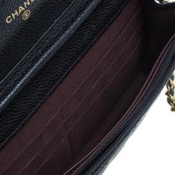 Pre Owned Chanel Black Quilted Caviar Leather WOC Clutch Bag