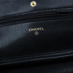Pre Owned Chanel Black Quilted Caviar Leather WOC Clutch Bag