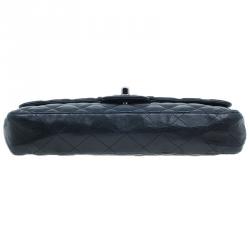 Pre Owned Chanel Black Quilted Lambskin East West Flap Bag
