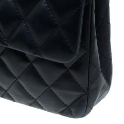 Pre Owned Chanel Black Quilted Lambskin East West Flap Bag