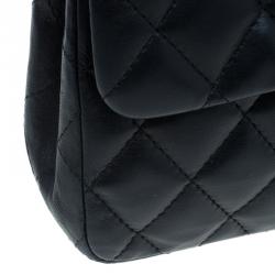 Pre Owned Chanel Black Quilted Lambskin East West Flap Bag