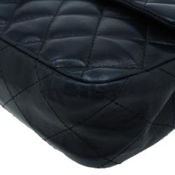 Pre Owned Chanel Black Quilted Lambskin East West Flap Bag