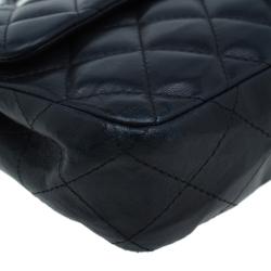 Pre Owned Chanel Black Quilted Lambskin East West Flap Bag