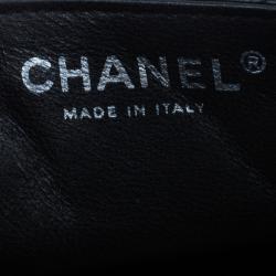 Pre Owned Chanel Black Quilted Lambskin East West Flap Bag