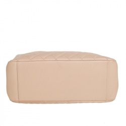 Pre Owned Chanel Cream Quilted Caviar Leather Grand Shopper Tote