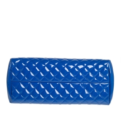 Pre Owned Chanel Blue Quilted Patent Medium Just Mademoiselle Bowling Bag
