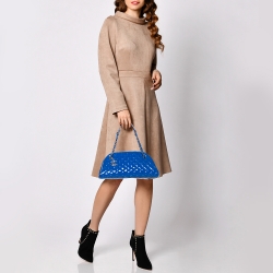 Pre Owned Chanel Blue Quilted Patent Medium Just Mademoiselle Bowling Bag