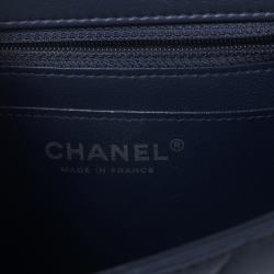 Pre Owned Chanel Navy Blue Quilted Lambskin Leather Mini Square Flap Bag
