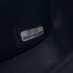 Pre Owned Chanel Navy Blue Quilted Lambskin Leather Mini Square Flap Bag