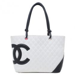 Pre Owned Chanel White Cambon Ligne Quilted Tote