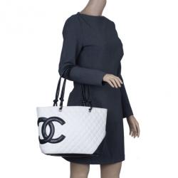 Pre Owned Chanel White Cambon Ligne Quilted Tote