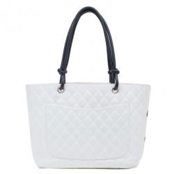 Pre Owned Chanel White Cambon Ligne Quilted Tote