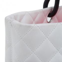Pre Owned Chanel White Cambon Ligne Quilted Tote