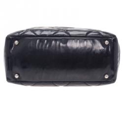 Pre Owned حقيبة شانيل بيتي باريس بياريتز شوبنغ جلد أسود لامع مبطن 