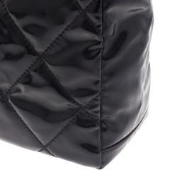 Pre Owned حقيبة شانيل بيتي باريس بياريتز شوبنغ جلد أسود لامع مبطن 