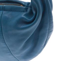 Pre Owned Chanel Blue Lambskin Small Chain Hobo Bag