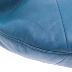 Pre Owned Chanel Blue Lambskin Small Chain Hobo Bag