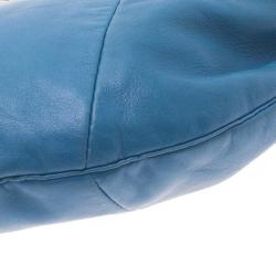 Pre Owned Chanel Blue Lambskin Small Chain Hobo Bag
