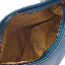 Pre Owned Chanel Blue Lambskin Small Chain Hobo Bag