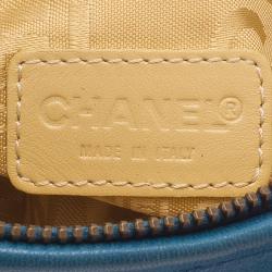 Pre Owned Chanel Blue Lambskin Small Chain Hobo Bag