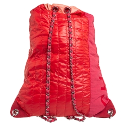 Pre Owned Chanel Multicolor Vertical Quilted Nylon Large Coco Neige Convertible Backpack