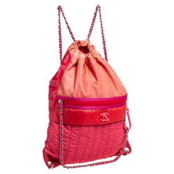 Pre Owned Chanel Multicolor Vertical Quilted Nylon Large Coco Neige Convertible Backpack