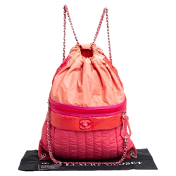 Pre Owned Chanel Multicolor Vertical Quilted Nylon Large Coco Neige Convertible Backpack
