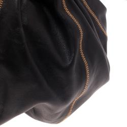Pre Owned Chanel Black/Rose Leather Reversible Drawstring Tassel Bag