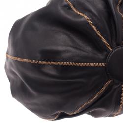Pre Owned Chanel Black/Rose Leather Reversible Drawstring Tassel Bag