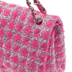 مملوكة مسبقًا Chanel Pink Quilted Wool Tweed Jumbo Classic Double Flap Bag