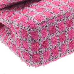 مملوكة مسبقًا Chanel Pink Quilted Wool Tweed Jumbo Classic Double Flap Bag