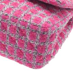 مملوكة مسبقًا Chanel Pink Quilted Wool Tweed Jumbo Classic Double Flap Bag