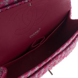 مملوكة مسبقًا Chanel Pink Quilted Wool Tweed Jumbo Classic Double Flap Bag